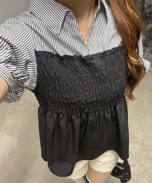 【ANOTHER BRANCH】Shirring Doking Peplum Blouse