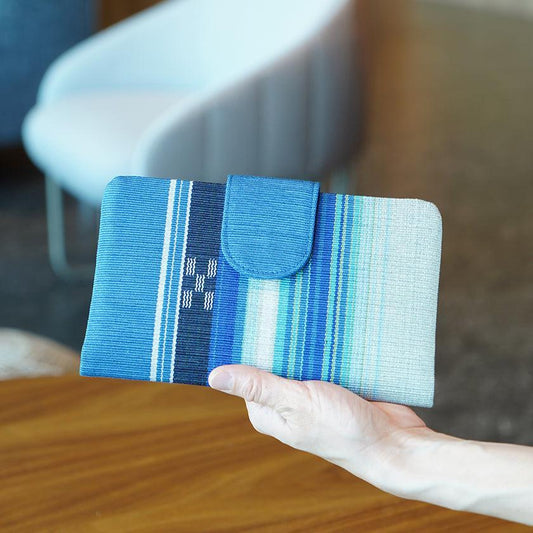 Multi-purpose Case 'South Wind' (Blue) | Yaeyama Minsa Weave | Azamiya