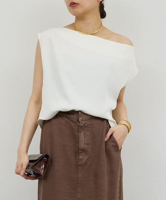 Satin One-Shoulder Blouse