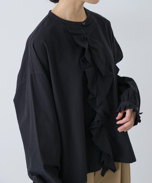 Cotton Frill Collarless Shirt