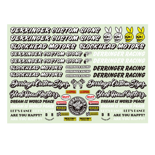 Derringer Custom Signs x BLOCKHEAD MOTORS Collaboration Decal Sheet