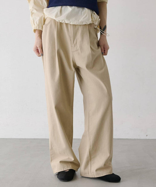 Cotton Twill Straight Pants