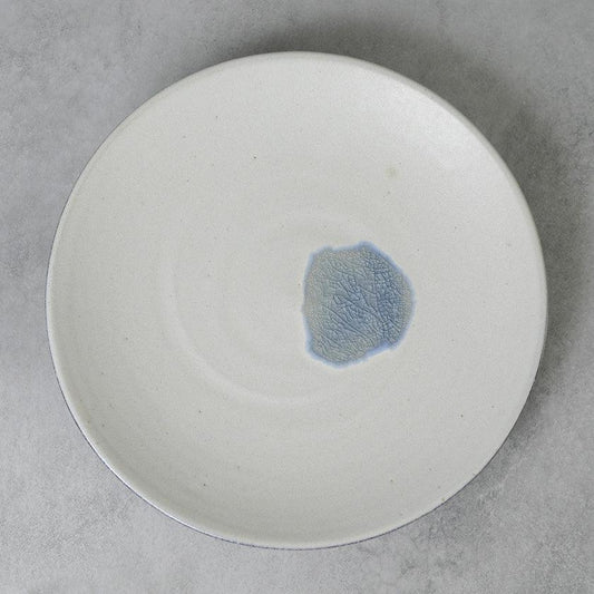 Glass-Glazed 8-Sun Plate Tanba-yaki 信水窯