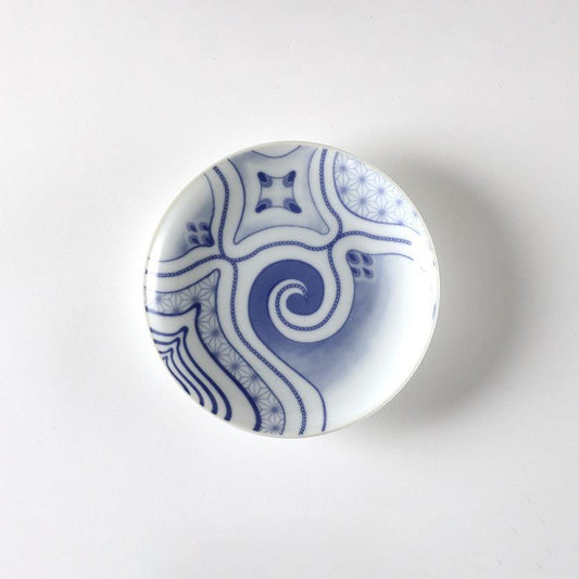 Underglaze Painted Plate (4 sun) Fukiko Go-ukon | Ainu Craft | CIKARPE AKAN