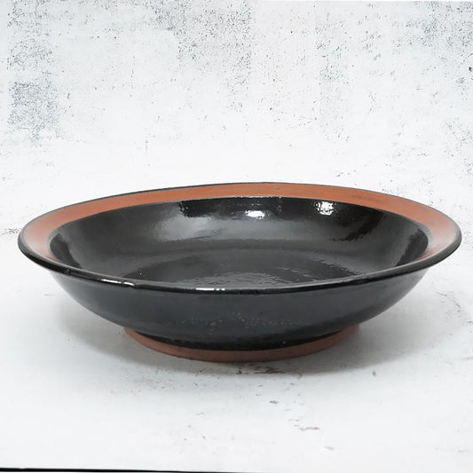 Otani-yaki Mori Pottery Serving Bowl, Black (Vermilion Rim)