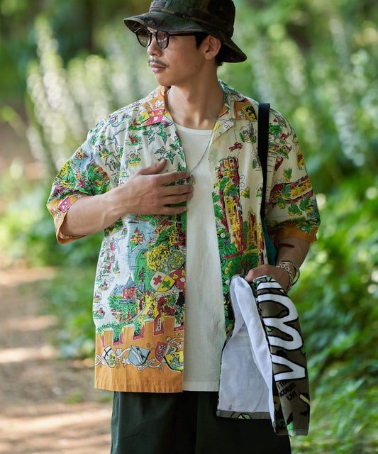 Ciaopanic India Map Open Collar Shirt