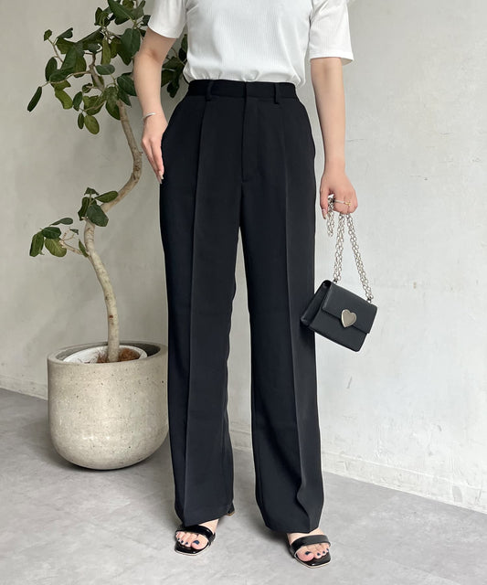 High Waist Slim Straight Tuck Pants