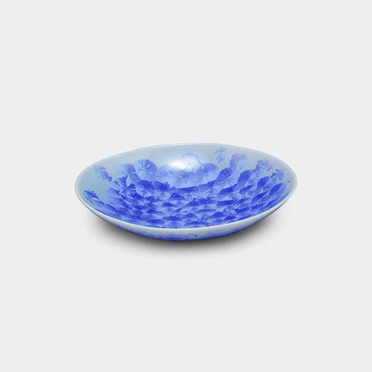 Oval Bowl 'Flower Crystal' (Blue) | Kyo-yaki / Kiyomizu-yaki | Touan
