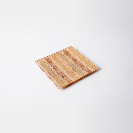 江村商店 Square Flower & Moon Pattern Nishijin Brocade Plate