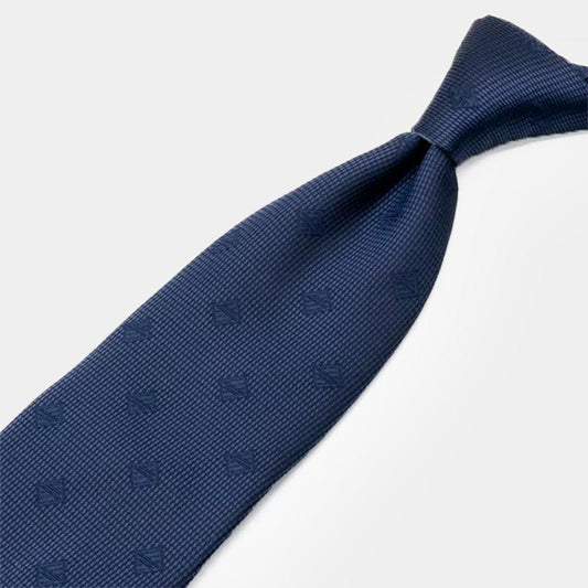 Necktie: Sincere Light Navy Original Logo | Domestic Silk | SHAKUNONE (includes gift paper bag)