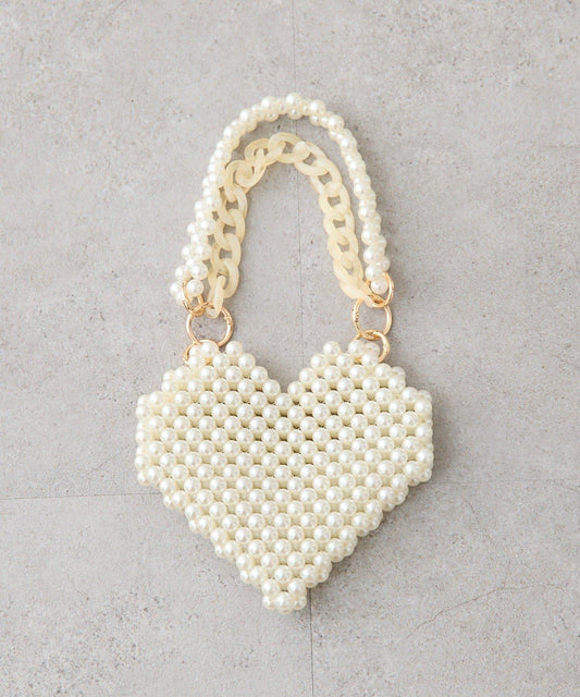 Beaded Handle Heart Bag