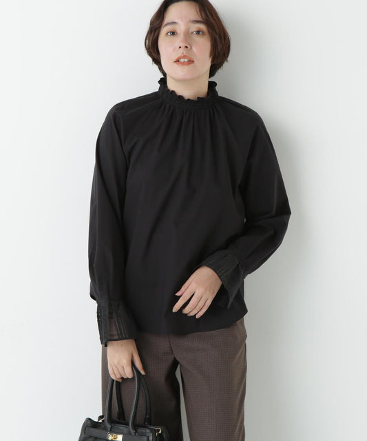 Sleeve Check Jacquard Blouse
