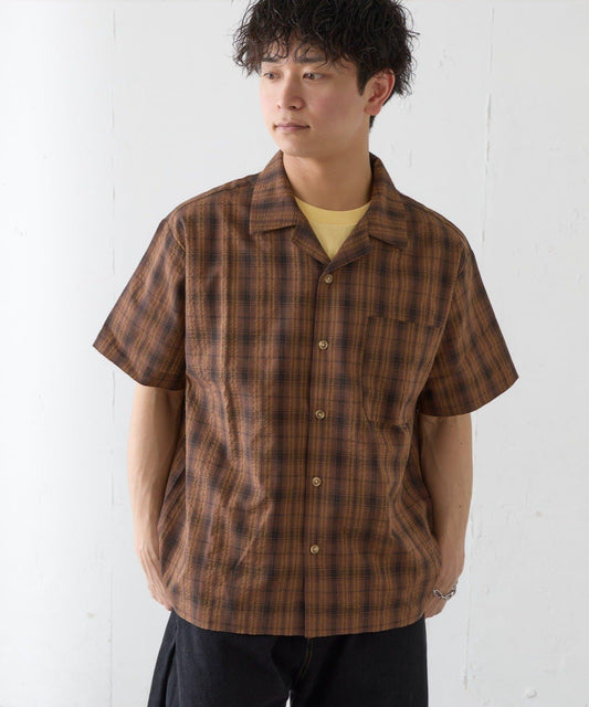 Kastane Unisex BM Check Open Collar Shirt