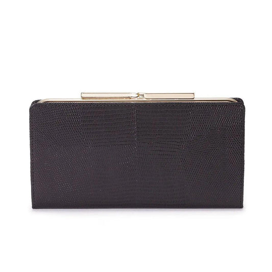 LUCIA Italian Leather Lizard Embossed Clasp Long Wallet