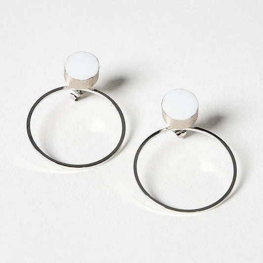 Pierced Earrings | White Porcelain Silver | Arita Ware | 6.kiln