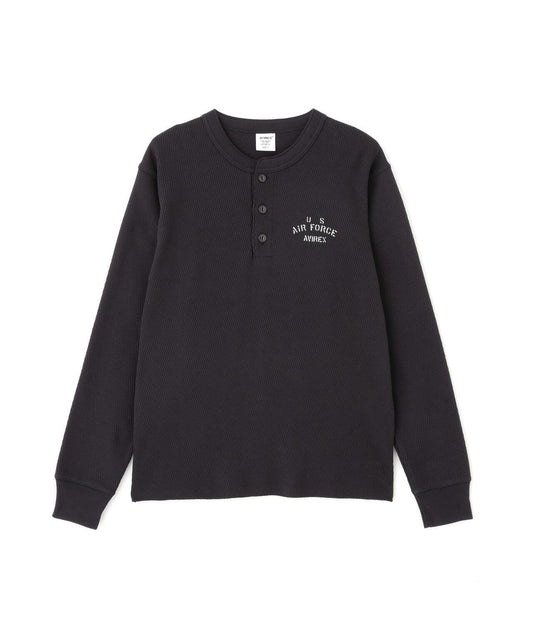 《Direct Store Limited》HONEYCOMB HENLEY NECK L/S T-SHIRT