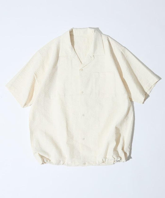Seersucker Spindle Open Collar Short Sleeve Shirt