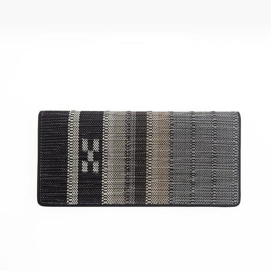 Long Wallet 'Ayaha' (Gray-Brown) Front-Seam Billfold | Yaeyama Minsa Weave | Azamiya