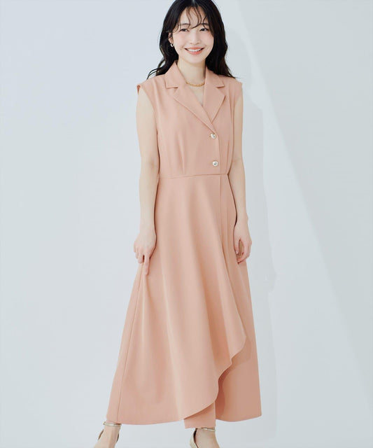 【Popular on SNS】Gold-button tailored dress