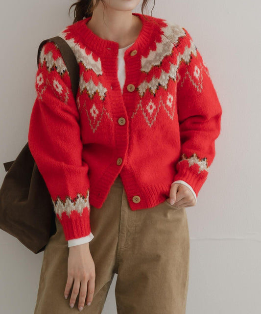 Nordic Pattern Knit Cardigan