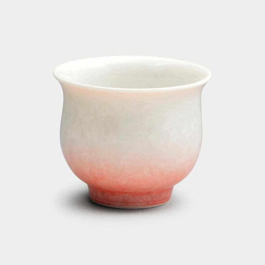 Guinomi "Floral Crystalline" (White with Red) | Kyo-yaki (Kiyomizu-yaki) | Touan
