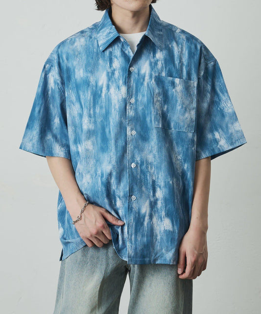 Tie-Dye Print Open Collar Shirt