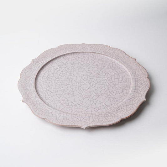 Plate: Hibiki Flat Plate (Rim) Rinka - L Red | Kyo-yaki/Kiyomizu-yaki | fuuu