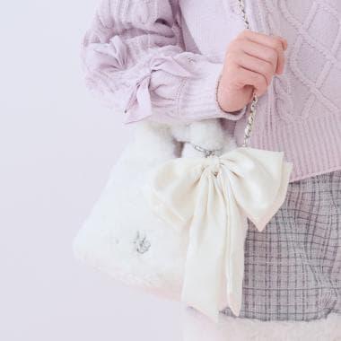 Pearl x Rhinestone Faux Fur Shoulder Bag