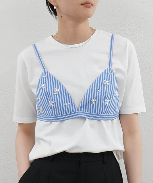 Striped Jewel Bustier