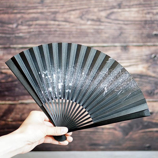Folding Fan: Foil Image 1 Black Bone, 7-inch Folding Fan | Kyoto Folding Fan | Yasuto Yonehara
