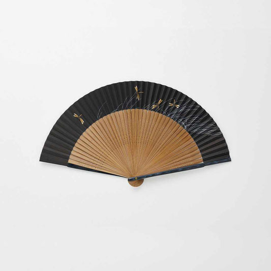 Folding Fan: Men's Paper Fan - Dragonflies Playing in the Field (Large Short)