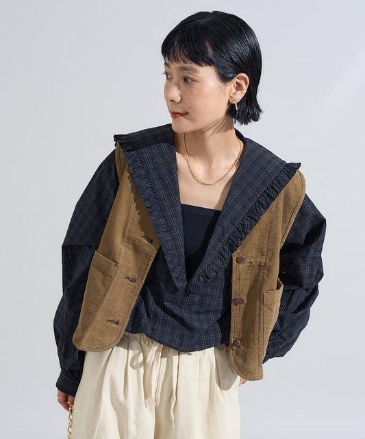 Exclusive Bag Gather Corduroy Vest