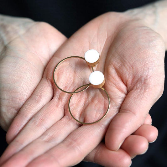 Pierced Earrings: White Porcelain with Gold | Arita Ware | 6.kiln