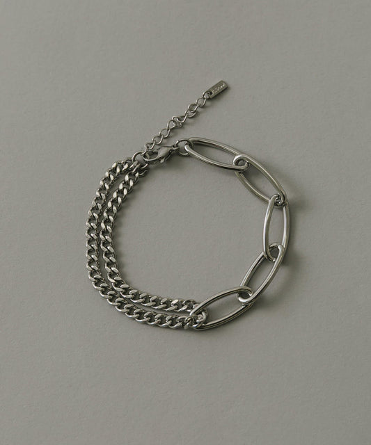Stainless Steel Oval Chain Combination Bracelet