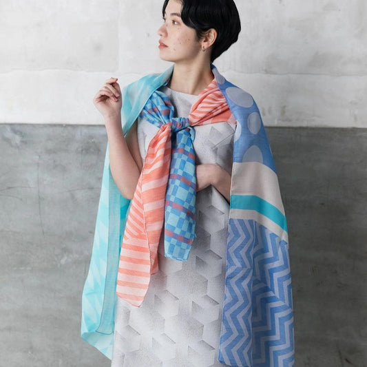 Stole - Banshu Weave Layered Stole (Blue 1) | Banshu Weave | POLS