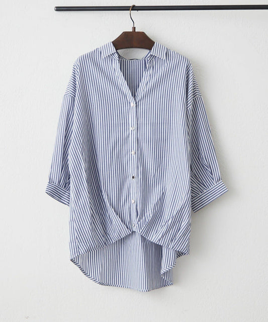 Multi-Button Back Ribbon Bamboo Blouse