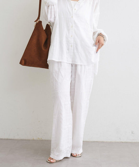 Panel Embroidered Easy Pants