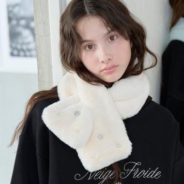 Faux Fur Tippet with Pearls