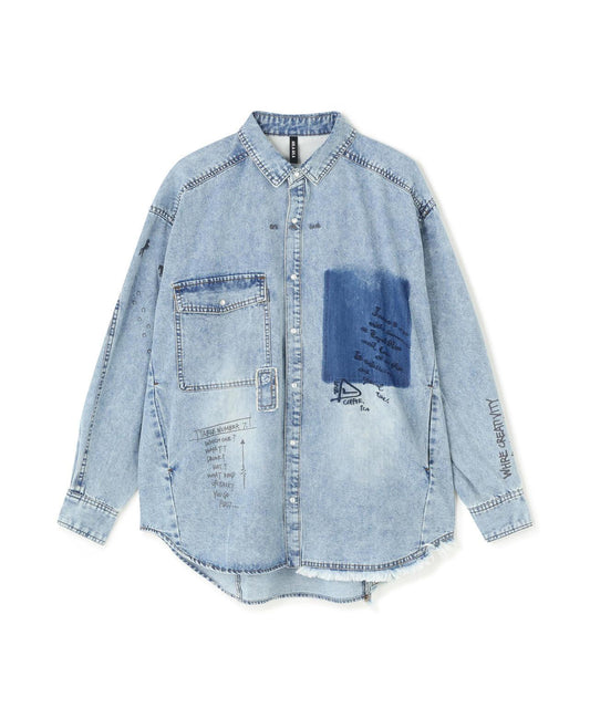 AULA AILA/GRAFFITI DENIM SHIRT