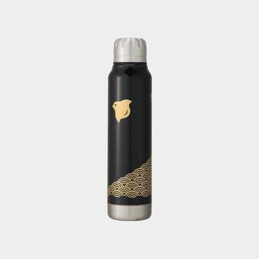 thermo mug × 土直漆器 Lacquer Wave & Chidori Pattern Black Travel Bottle Echizen Lacquerware 匠市 Model