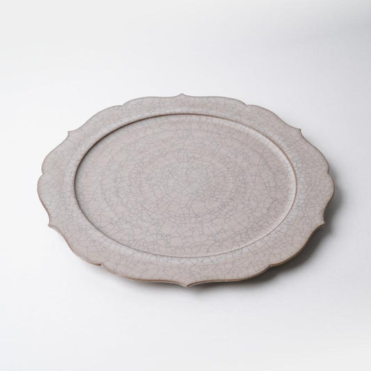 Plate: Hibiki Flat Plate (Rim) Rinka - L Black | Kyo-yaki / Kiyomizu-yaki | fuuu