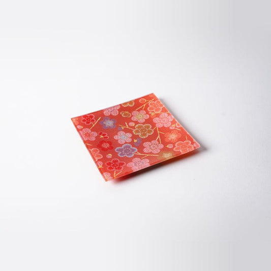Square Plate "Ume" (Plum) | Nishijin Weave | Emura Shoten