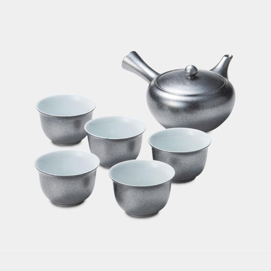 Black and Silver Lacquer Kyusu Sencha Tea Set