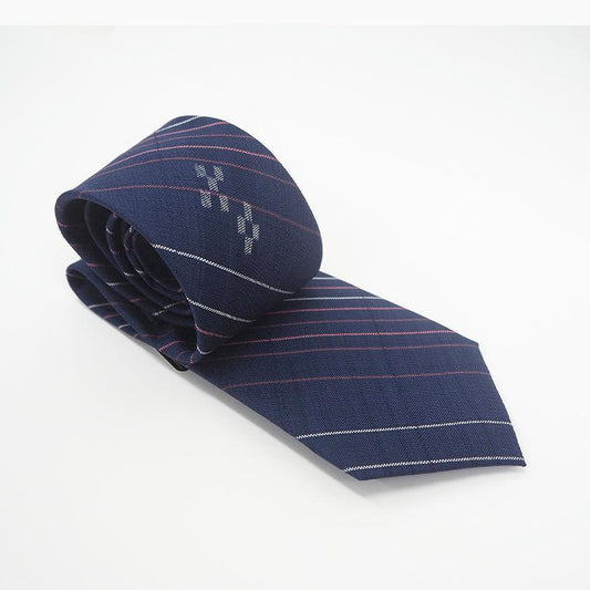 Necktie Pinstripe (Navy) | Yaeyama Minsa Weaving | Azamiya