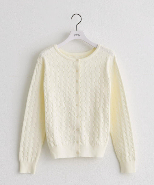 2-Way Cable Knit Cardigan (Front/Back)
