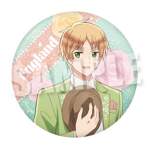 Hetalia World☆Stars BIG Hologram Can Badge Pastel Flower Coord Ver. England
