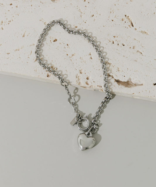 Stainless Steel Heart Charm Bracelet