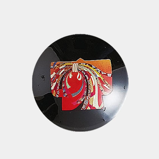 Flat Sake Cup (Thermochromic) Black Kimono | Mino-yaki | 丸モ高木陶器