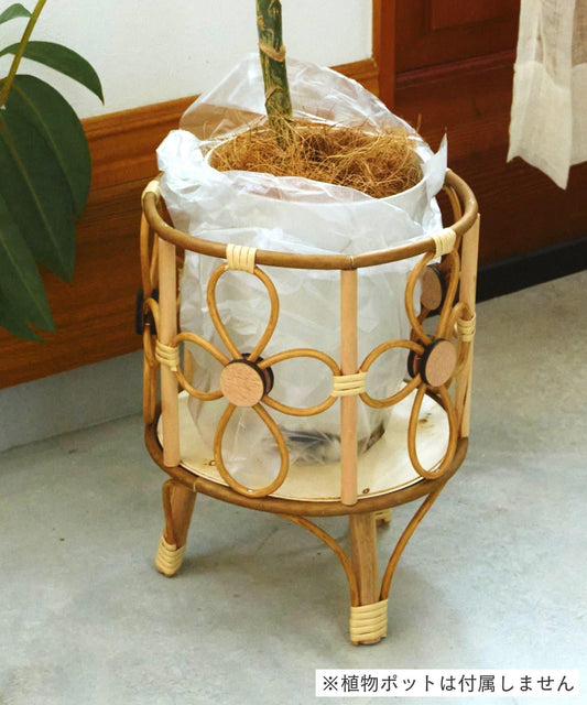 PP Rattan Pot Stand Flower: L