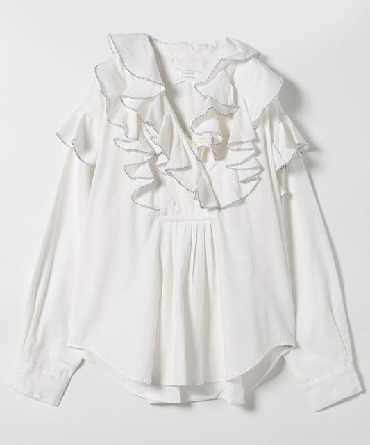 Double Front Ruffle Collar Blouse